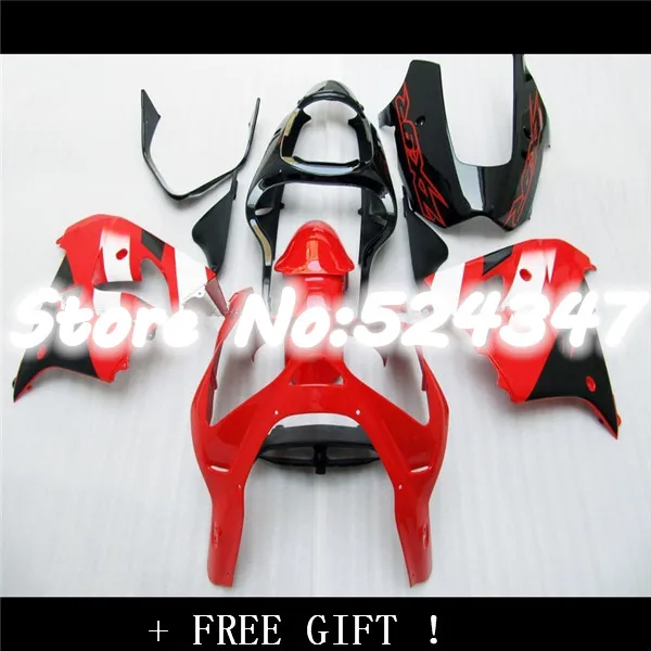 

B для KAWASAKI NINJA ZX-9R красный черный ZX9R 00-01 ZX 9R 9 R глянцевый красный черный ZX9 R 00 01 2000 2001 zx9r обтекатель