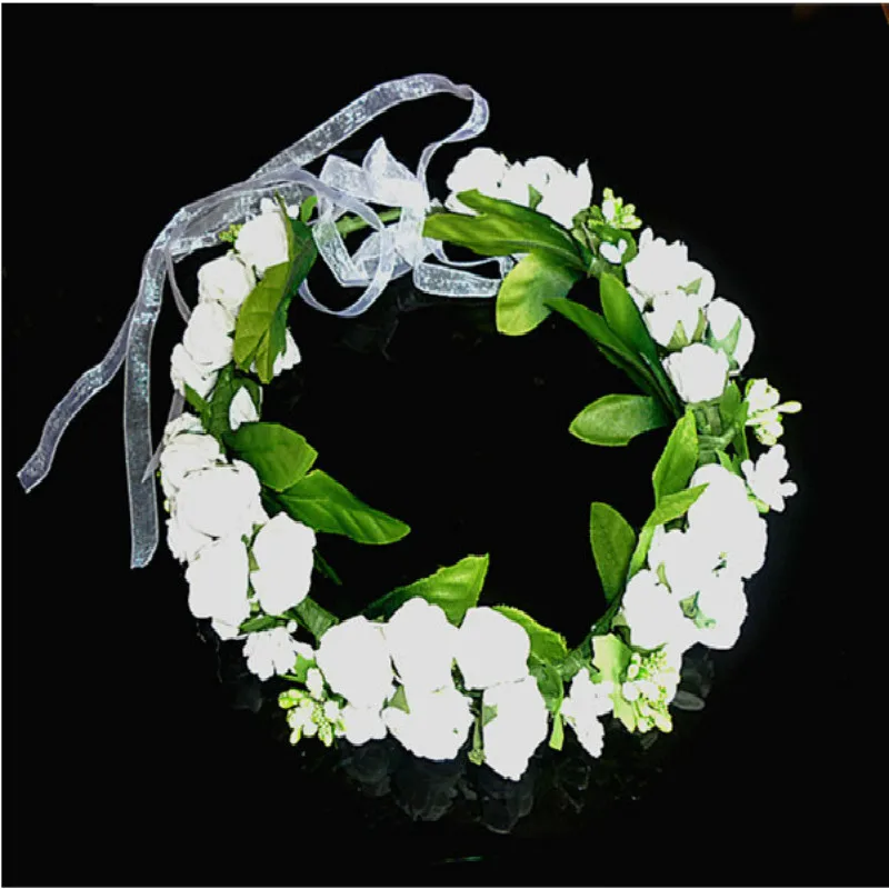 headdress white Белый розовый женские аксессуары для волос пена цветочный головной венок браслет набор пляж Свадьба Корона из искусственных цветов браслет - Цвет: headdress white