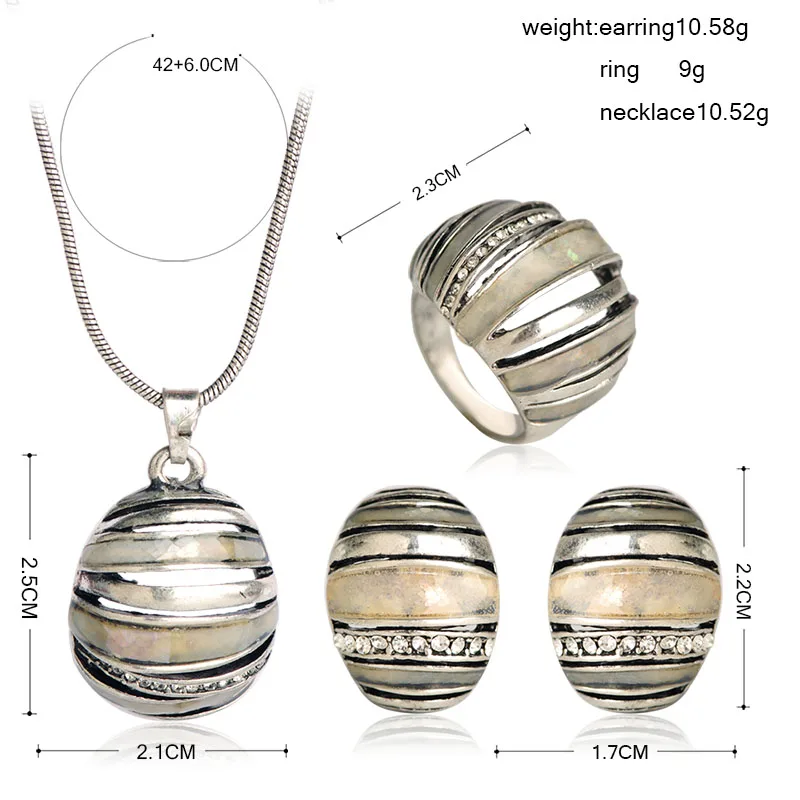 Blucome Винтажные серьги гвоздики ожерелье кольцо набор кулон антикварное серебро