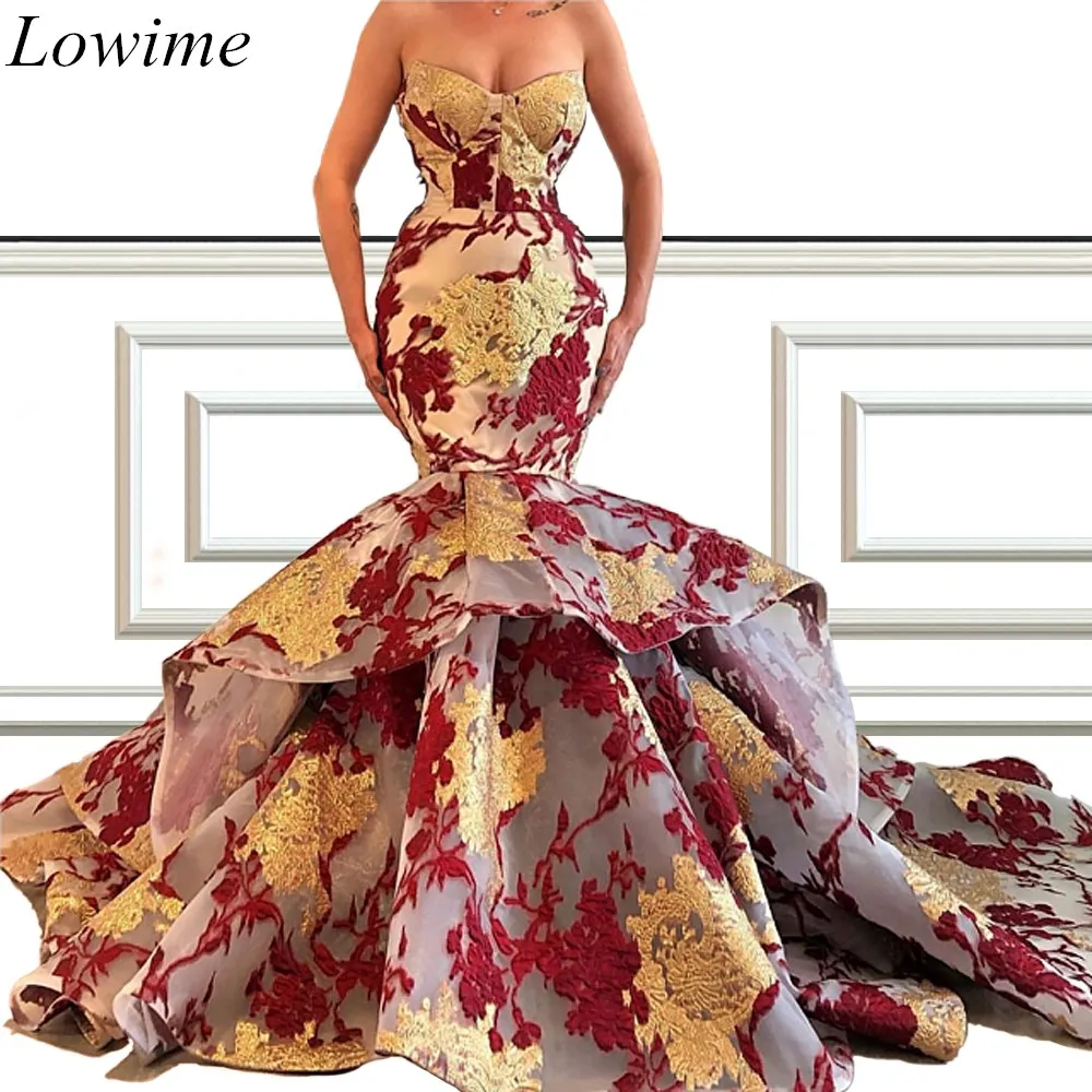 

Newest Elegant Embroidery Prom Dresses Long Mermaid Sweetheart Plus Size Tiered Evening Party Gowns Zipper Back Celebrity Dress