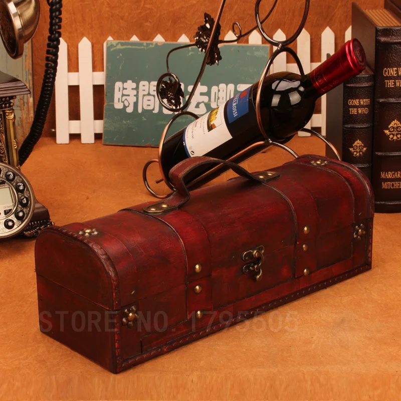 Деревянная антикварная винная коробка в ретро стиле подарочная упаковка для