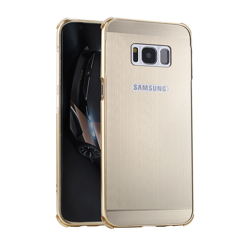For Samsung Galaxy S8 Case Plating Metal Frame with Brushed Back Cover Hard Phone for Plus G9550 G9500 | Мобильные телефоны и