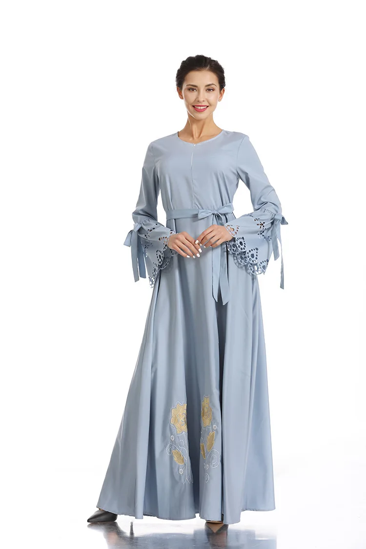 

Embroidered hijab Dress Muslim Nation Full Dress Skirt Longuette Ash robe femme turkey elbise indonesia moroccan uae abaya