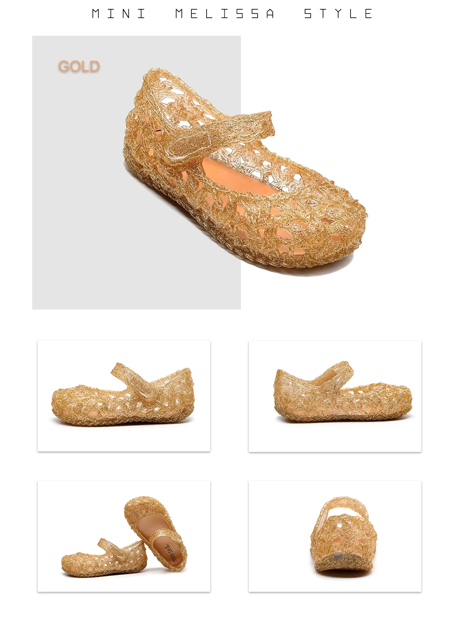 Mini Melissa Campana/Новинка года; пластиковые сандалии для девочек; сандалии принцессы для девочек; нескользящая детская пляжная обувь для маленьких девочек