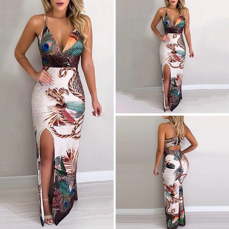 Женское Сексуальное цветочное на лямках с глубоким v образным вырезом|Женские