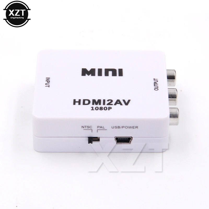 HDMI К AV Scaler адаптер HD видео конвертер коробка HDMI к RCA AV/CVSB L/R видео 1080P HDMI2AV Поддержка NTSC PAL с кабелем питания