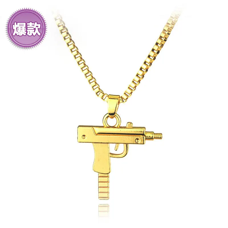 gold color По FedEx 120 шт./лот горячая Распродажа мини колье с кулонами в виде пистолетов в форме пистолета кулон ожерелья для подарков - Окраска металла: gold color