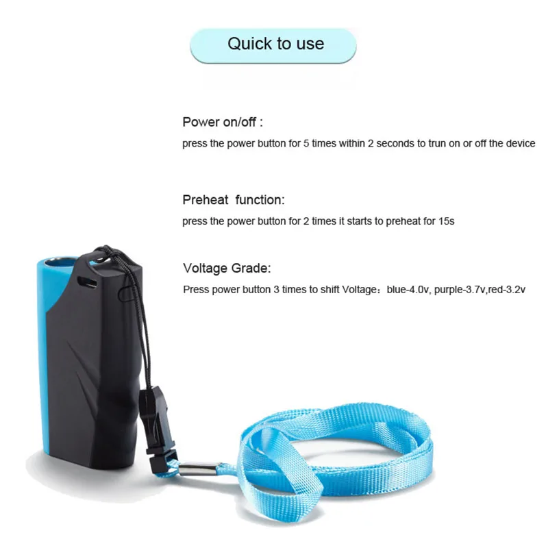 CBD Box Mod Vape Mini Mods Kit Pod Mech Preheat 650 мАч Магнитный адаптер с резьбой 510 для всех масляных