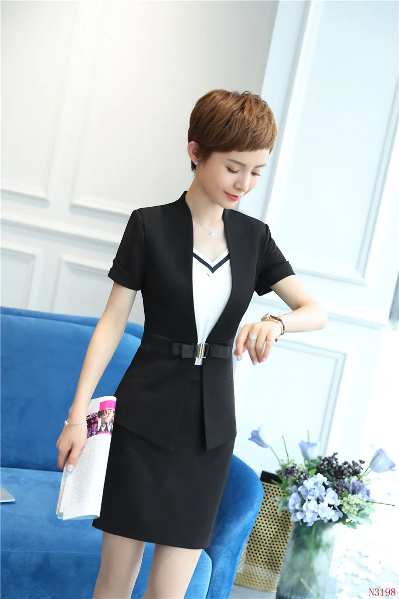 Униформа дизайн брючные костюмы с 2 шт топы и юбки для деловых женщин Дамы рабочая