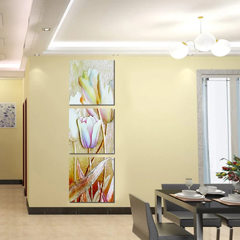 Современная Вертикальная квадратная Картина на холсте с цветами традиционные