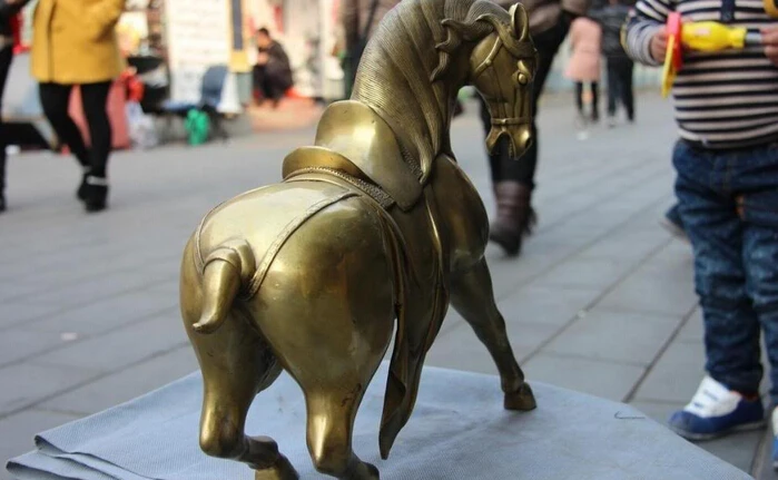 Collectible bronze S2738 12 Chinese Folk Brass Copper Feng Shui Lucku Running War Horse Steed Art Statue | Дом и сад