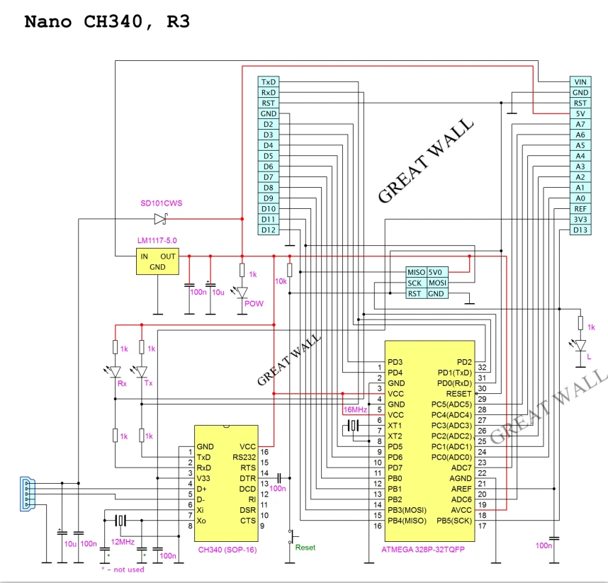 1 шт./лот Nano 3,0 контроллер совместимый nano CH340 USB драйвер без кабеля, atmega328P