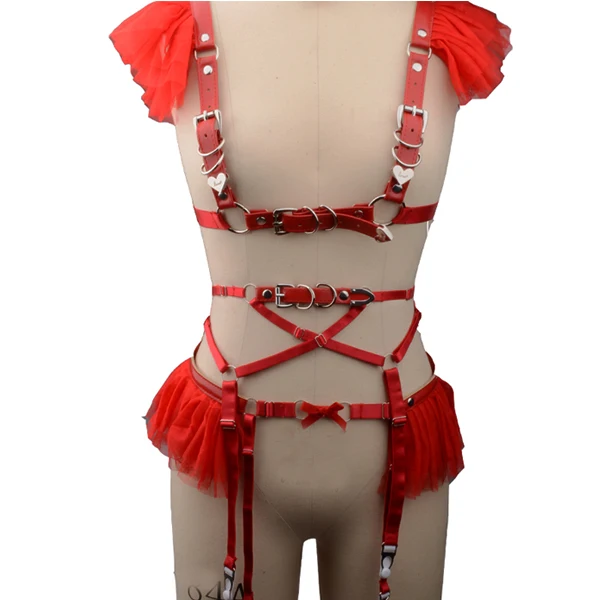 1SET Red Женский корсет ручной работы в стиле панк, готика, Лолита, кружево, Harajuku Cincher, эластичный пояс на талии, корсет под грудь, пояс для тела, клетка для скульптуры, жгут - Цвет: 1SET Red