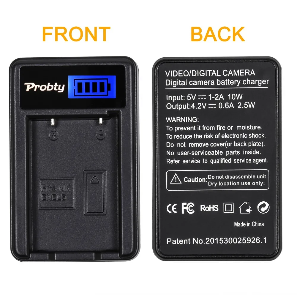 PROBTY 2 шт. 1800 мА/ч EN-EL5 RU EL5 ENEL5 Батарея + ЖК-дисплей USB Зарядное устройство для NIKON Coolpix