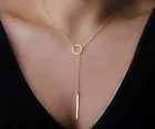 Модное ожерелье 2014, ожерелье с маленькой перекладиной и круглым кулоном для женщин