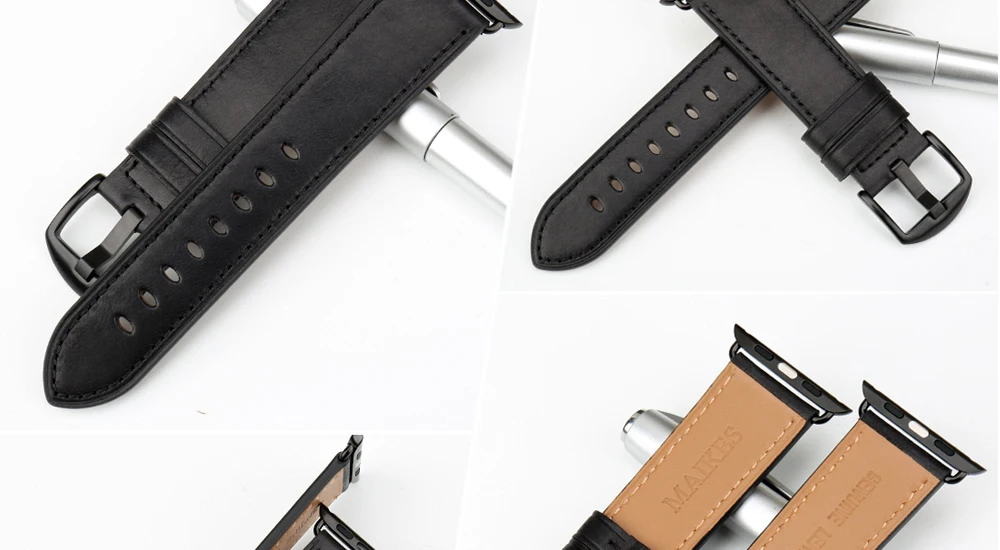 Аксессуары для часов MAIKES из натуральной кожи темно-коричневый ремешок iwatch 44 мм 40 мм для Apple Watch 42 мм 38 мм серии 4-1 браслеты