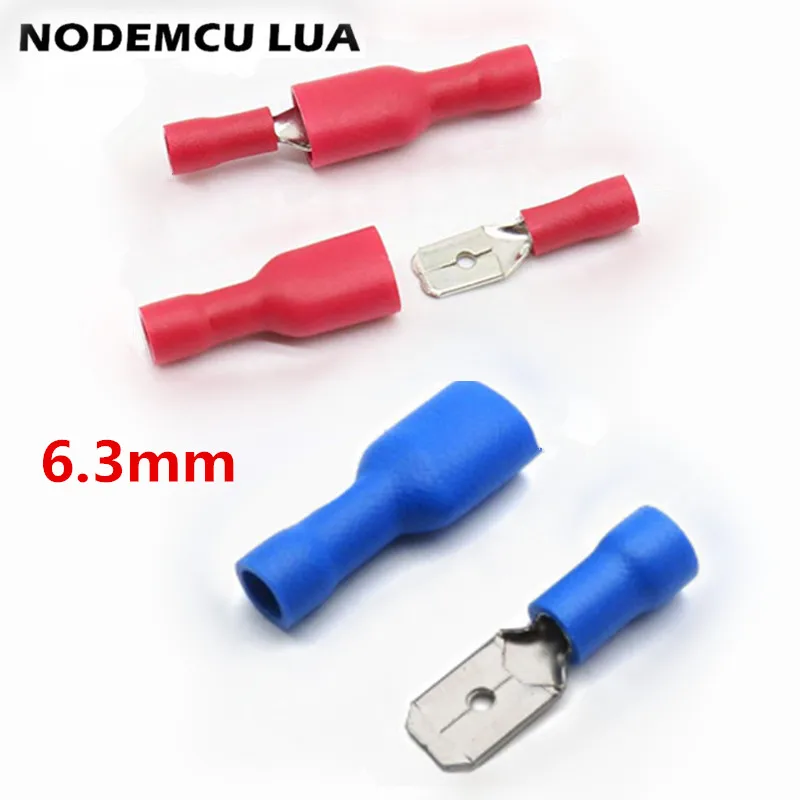 50/100 шт 25/50 пар 16-14AWG Женский Мужской Разъем электропроводки ОБЖИМНАЯ Изолированная клемма Лопата синий и красный цвета FDFD2-250 MDD2-250