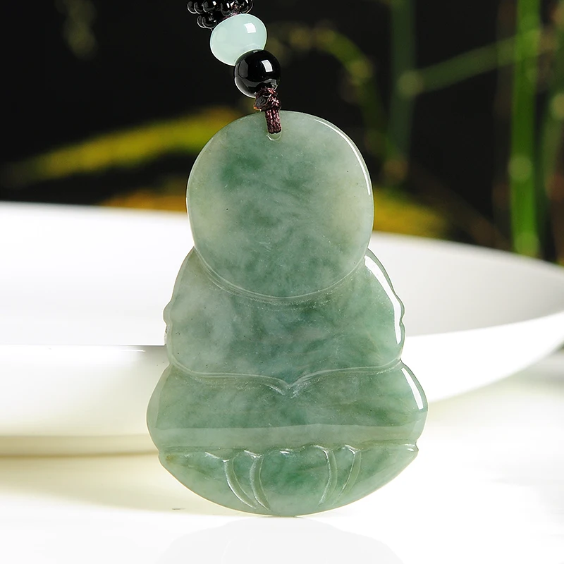Натуральный нефритовый зеленый нефрит Гуаньинь кулон Бирма Бодхисаттва |