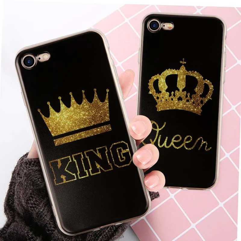 Чехол для iPhone X XR XS Max 6 7 8 плюс мода King queen пара чехол 5 5S SE samsung Galaxy S8 S9 |
