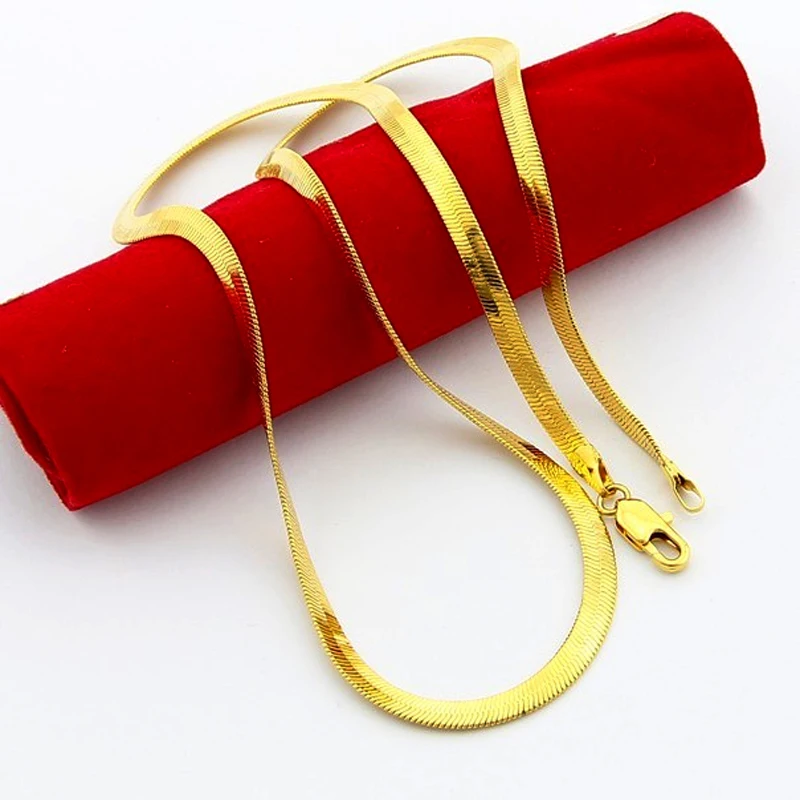 

24K GP Men's Jewelry 50cm long, pure gold color / silver color 4mm Soft Snake Chain necklace 20inch, fashion men's necklace