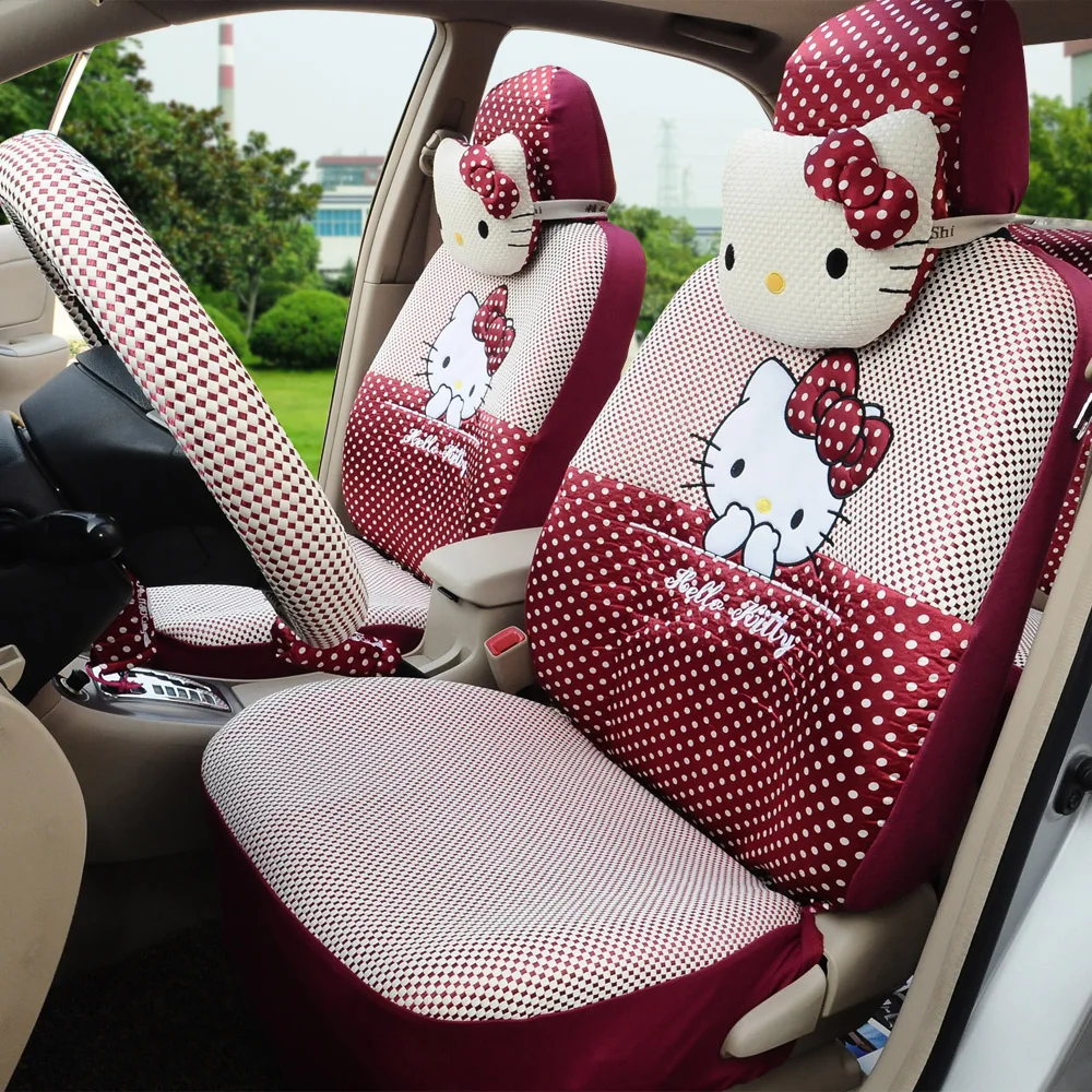 Женский модный милый розовый чехол для автомобильных сидений hello kitty из ледяного