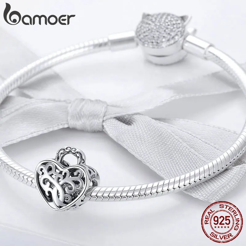 BAMOER, 925 пробы, серебряные, ажурные, дерево, листья, лист, сердце, проложенные бусины, подходят для женщин, браслеты с подвесками, ожерелья, сделай сам, ювелирные изделия SCC726