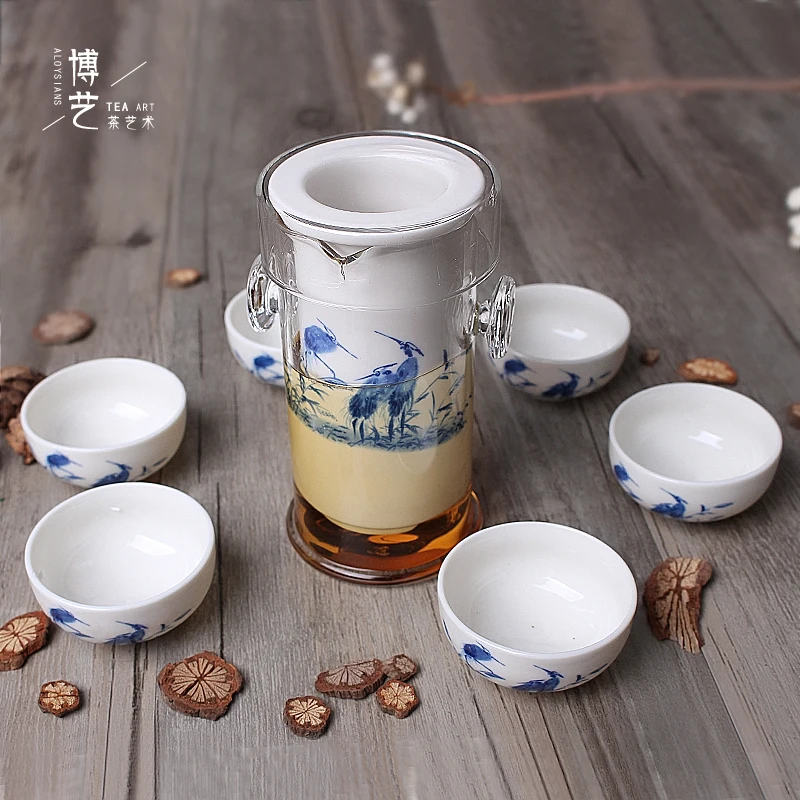 220 мл термостойкий стеклянный чайный набор китайский цветок кунг фу керамический