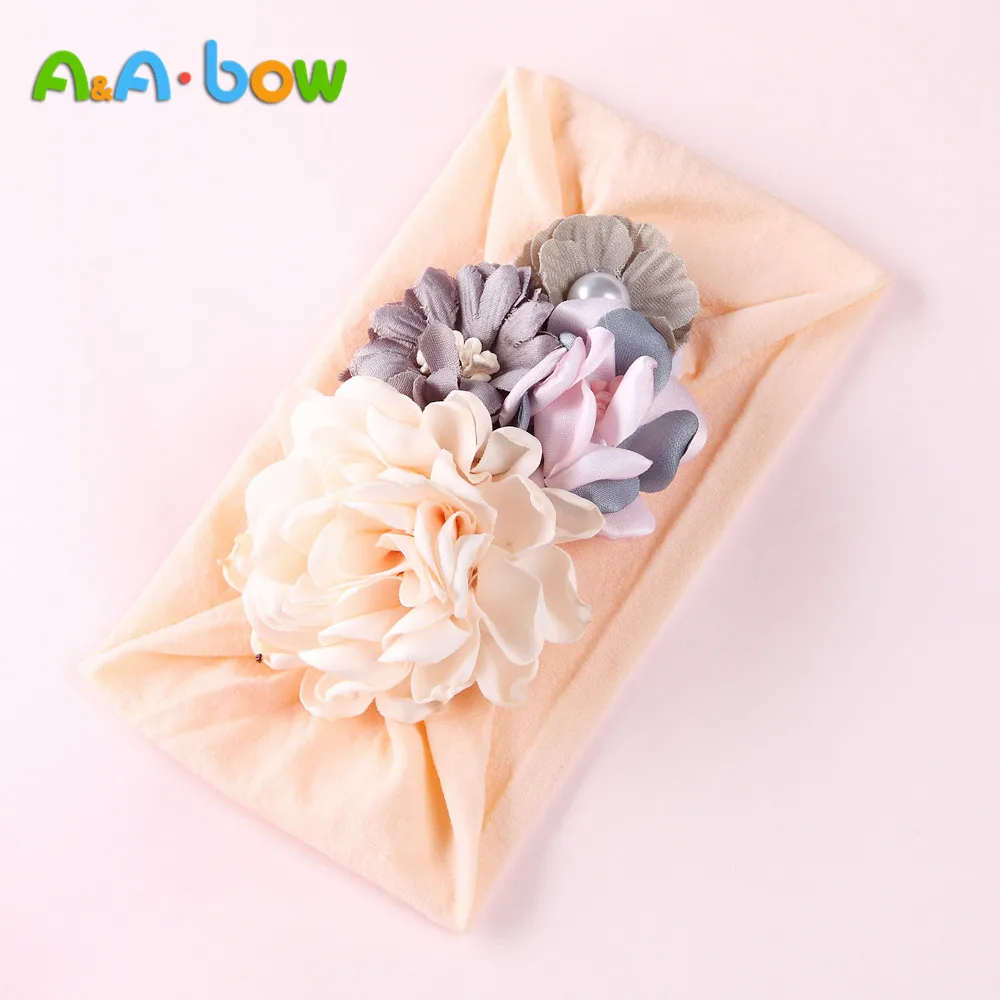 Beige 1 шт. Новая Детская повязка для волос цветок эластичная повязка на волосы "тюрбан" для маленьких девочек повязка на голову теплый головной убор для девочек повязки на голову - Цвет: Beige
