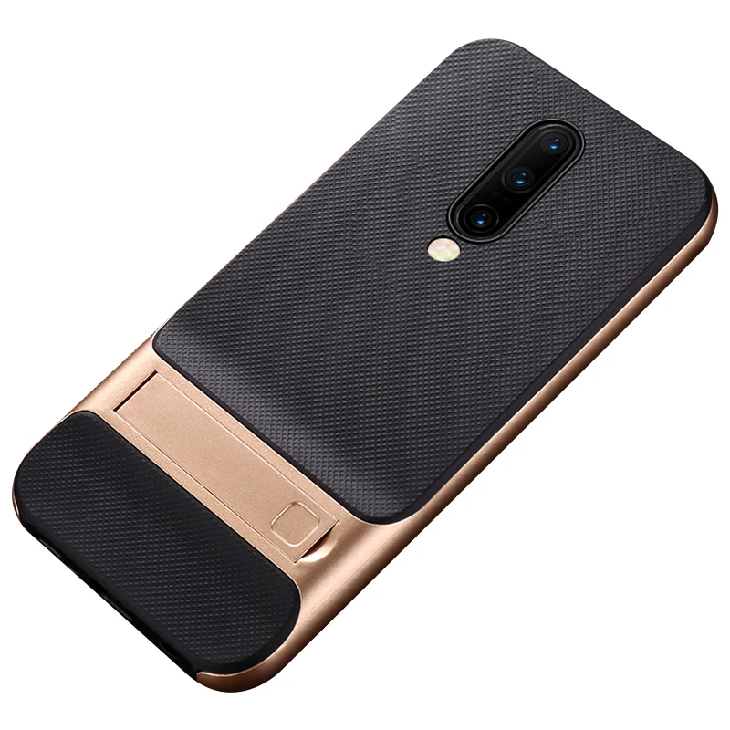 for oneplus 7 pro case luxury soft siliconepc with stand hybrid protective back cover case for one plus 7 7pro 17 phone shell free global shipping