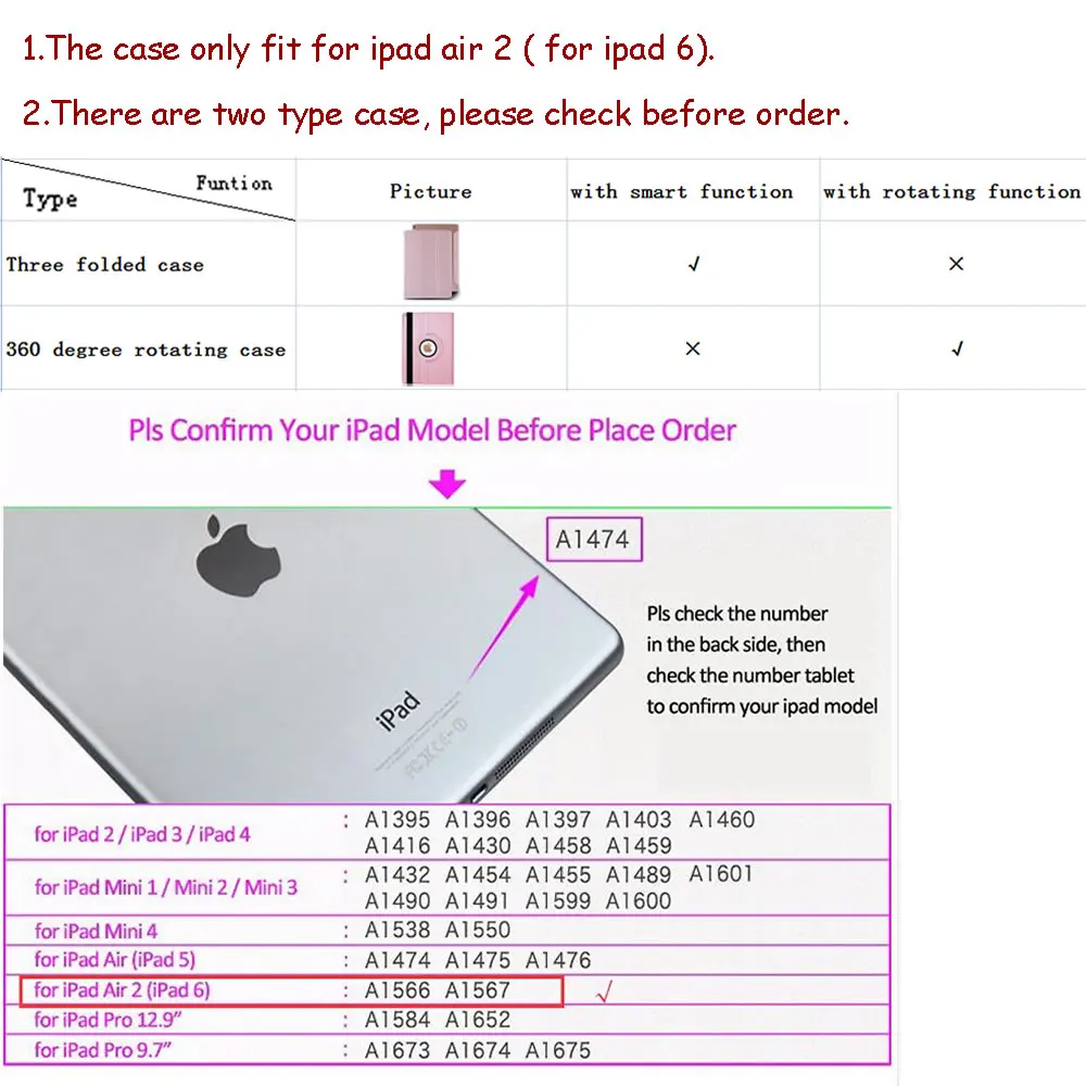 Для Apple iPad Air 2 чехол для ipad 6 планшета 360 градусов вращающийся искусственная кожа