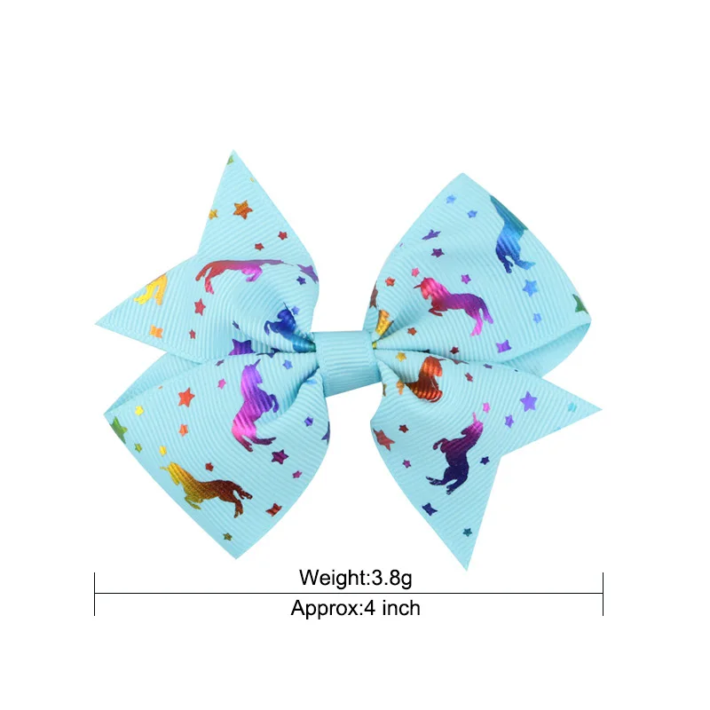 20 шт./лот 4 дюйма с принтом Единорог корсажная лента для волос луки короткое