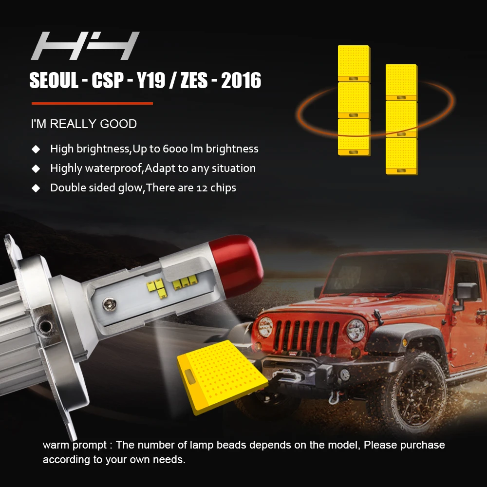 EURS 2PCS 3P H7 H4 LED H11 H1 9005 9006 9012 HB3 HB5 H3 32W Car Headlights Bulb Head Lamp Auto Fog Light 6000lm DC 9-32V | Автомобили и