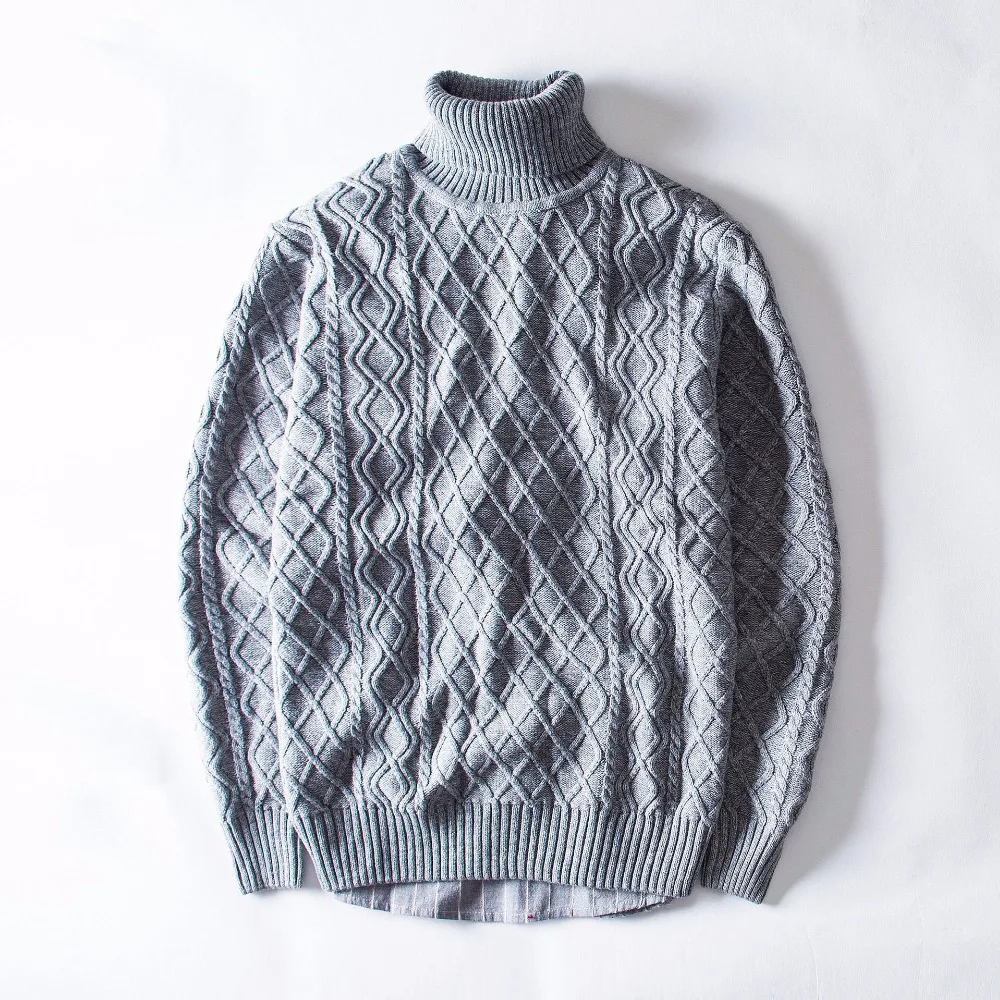 Мужская зимняя водолазка вязаный свитер пуловер мягкие шерстяные однотонные