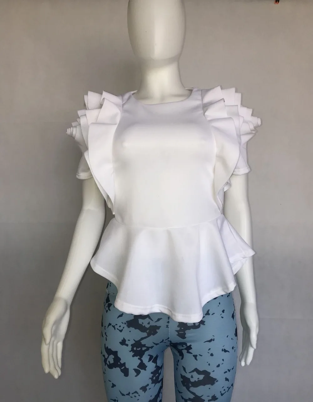 New Women Fashion Elegant Shirt Sleeve Office lady Tops High Quality Ruffles Details Back Zipper blouse |