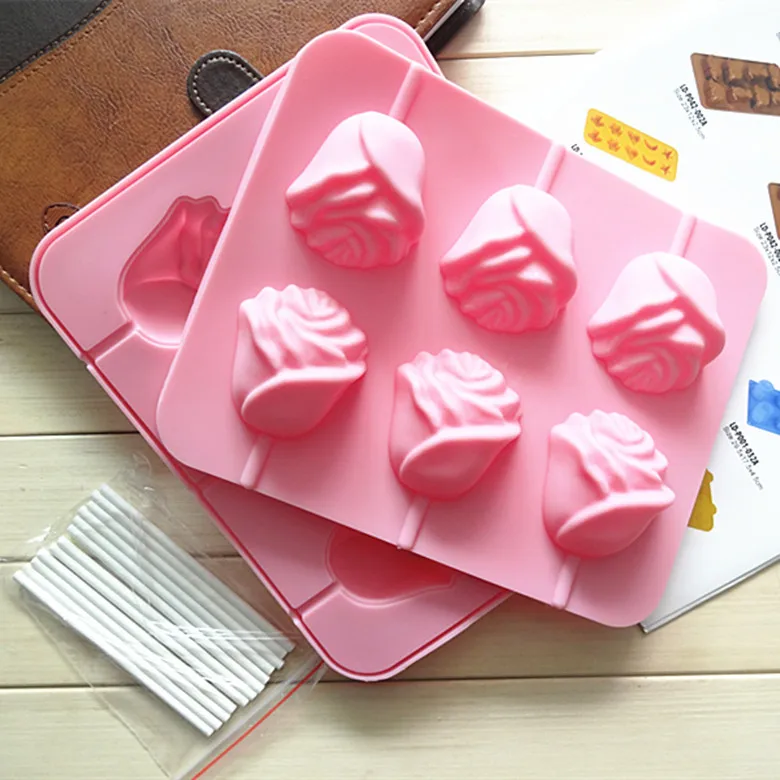 DIY 6 форм розы леденец для выпечки торты инструменты тортов 3D пудинг шоколадные