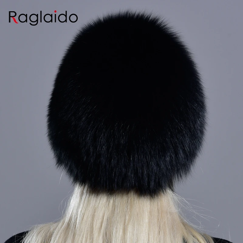 Бренд Raglaido, черные меховые шапки, женские зимние шапки с лисьим мехом, женские шапки с натуральным мехом, новинка, модные русские женские вязаные шапки LQ11226