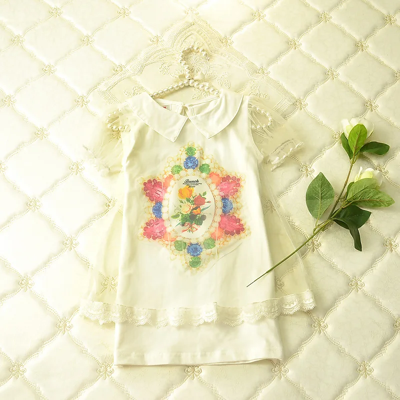 Коллекция 2016 года футболка с короткими рукавами из 100% хлопка цветочным принтом