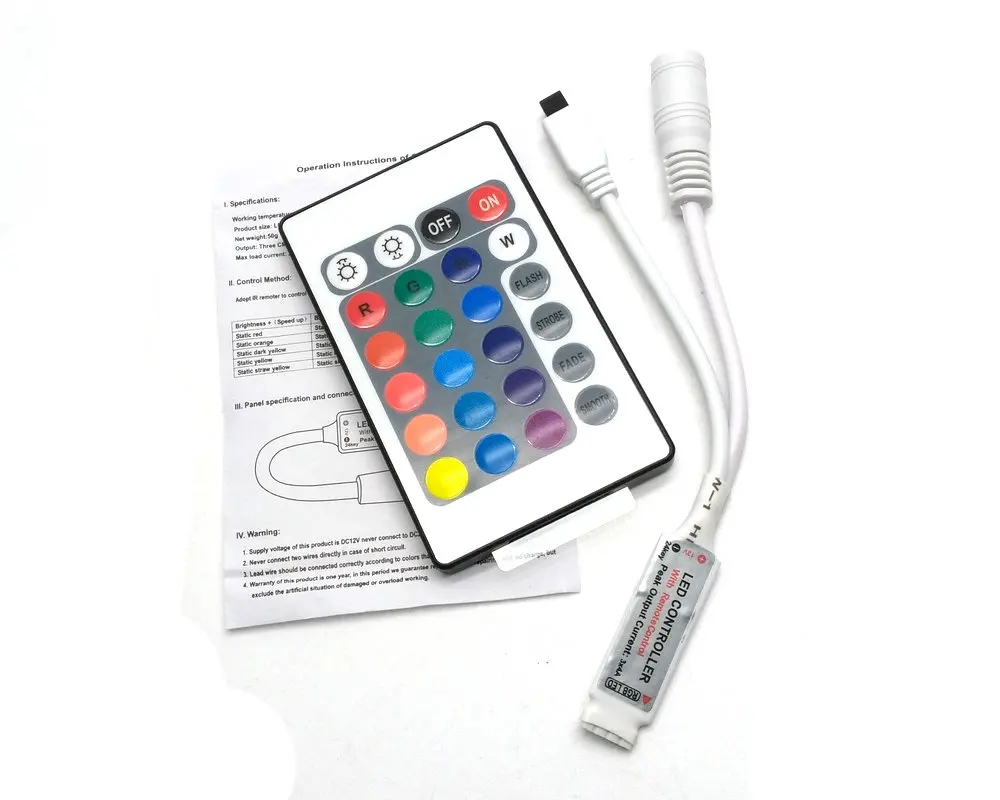 Светодиодная лента с 24 кнопками ИК пульт дистанционного управления 12 В для