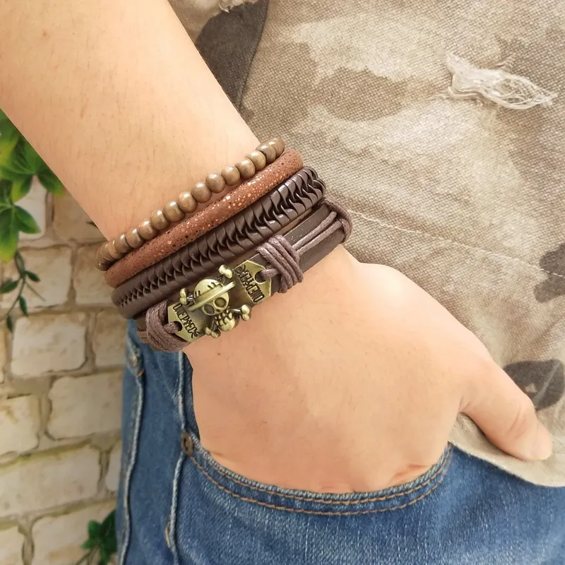 4 шт./компл. модный винтажный браслет из деревянных бусин ручной работы в стиле