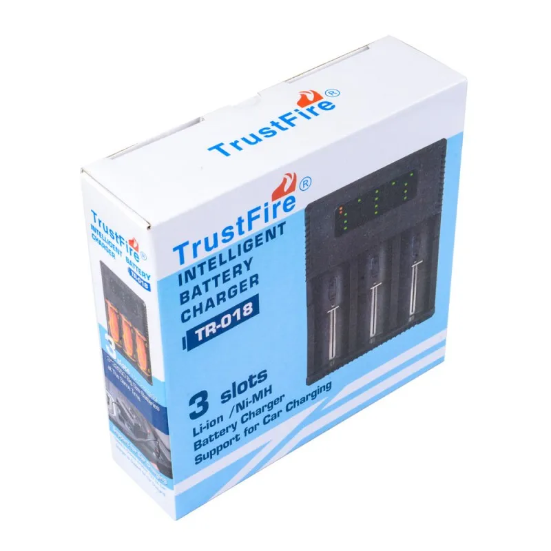 Trustfire TR 018 Интеллектуальное Быстрое зарядное устройство с 3 слотами светодиодные