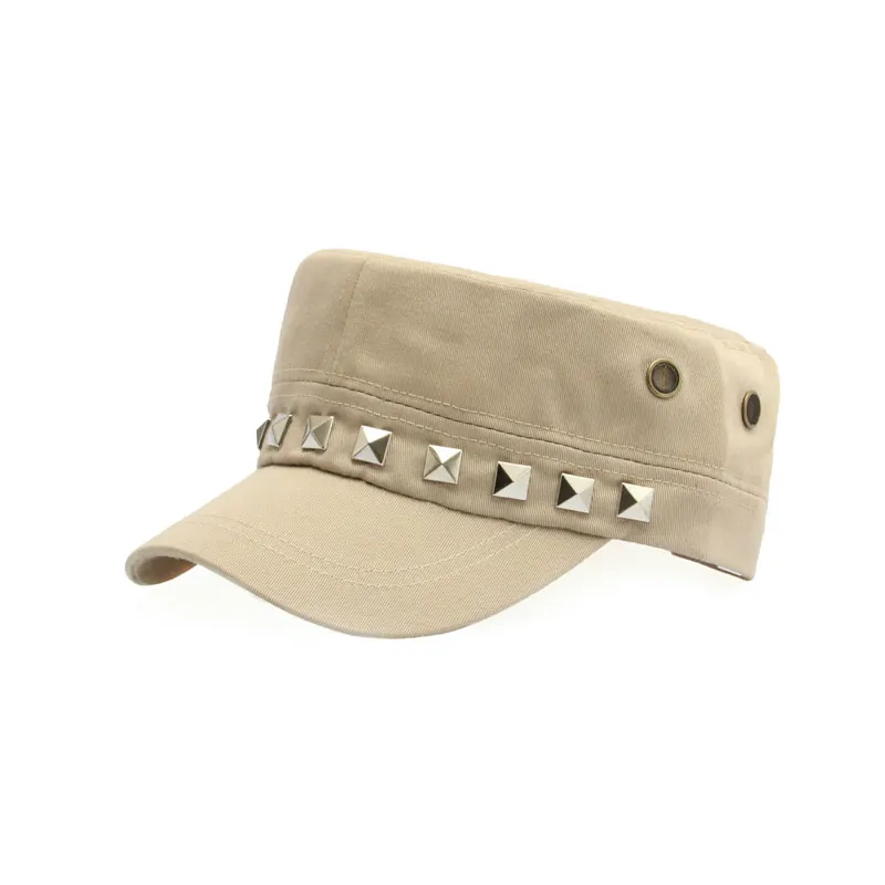 Однотонная Регулируемая плоская армейская Кепка Мужская бейсболка с заклепками