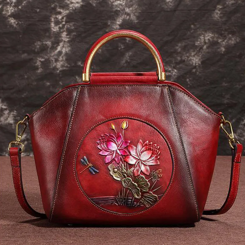 Женская сумка через плечо в стиле ретро мессенджер из воловьей кожи с верхней