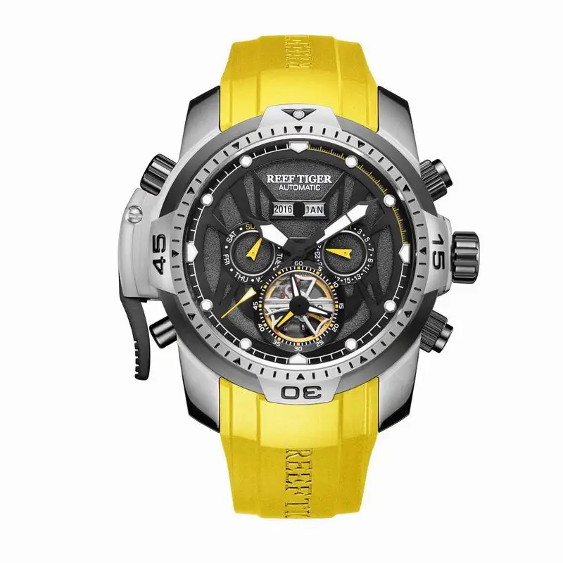 Спортивные часы Reef Tiger/RT со сложным циферблатом и вечным календарем большой