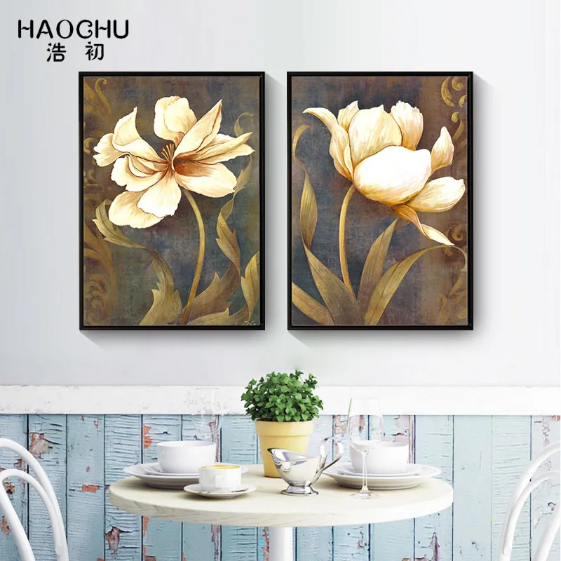 HAOCHU Современная Цветочная Картина на холсте для спальни кухни украшения картины
