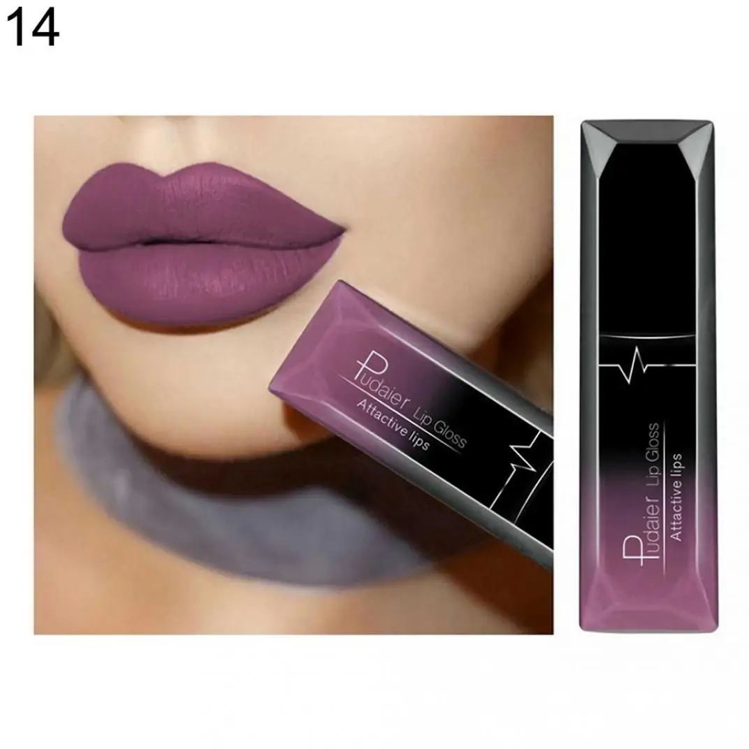 Для губ Глянцевая Жидкость Помада Matte Lip Gloss Для женщин пикантные Красота Косметическая длительное полный Размеры увлажняющий - Цвет: 14