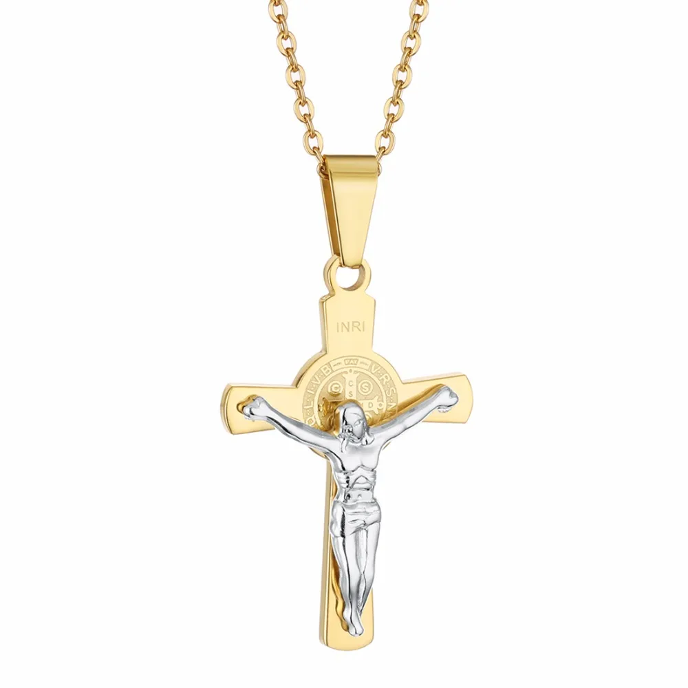 INRI Jesus частей крест ожерелья и подвески для женщин ожерелье в виде цепочки из