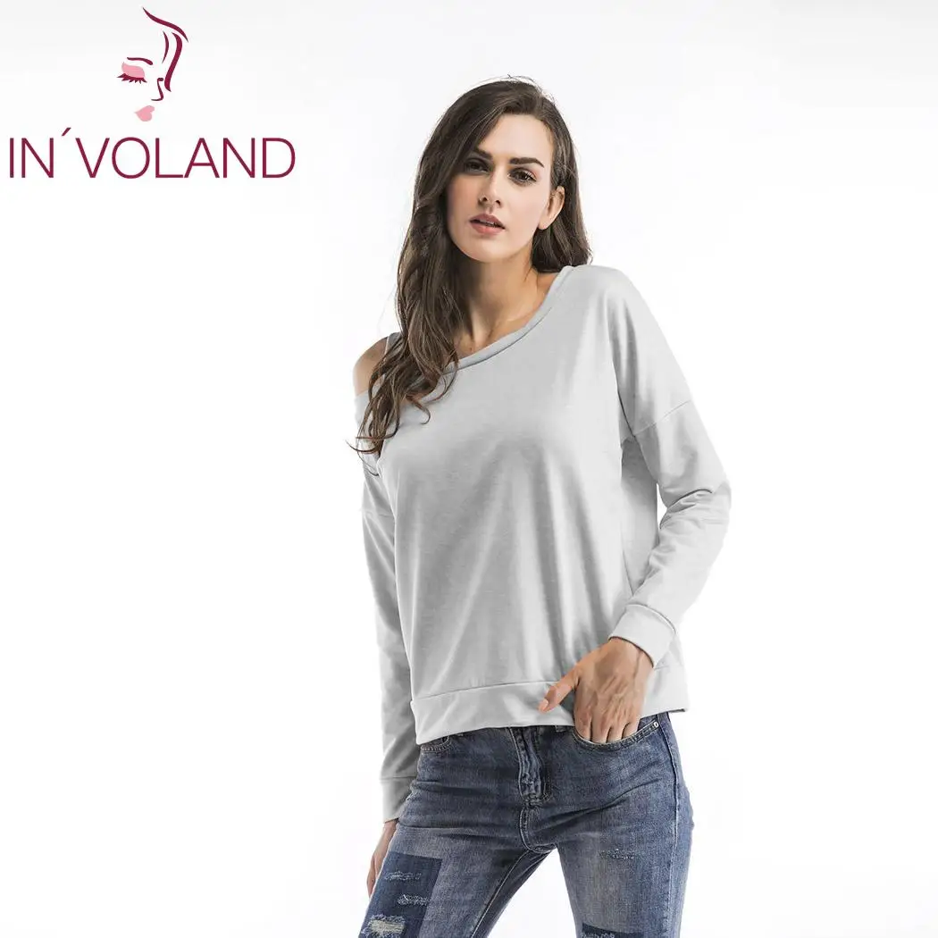 Для женщин на каждый день секси с открытыми плечами однотонный вырез лодочкой