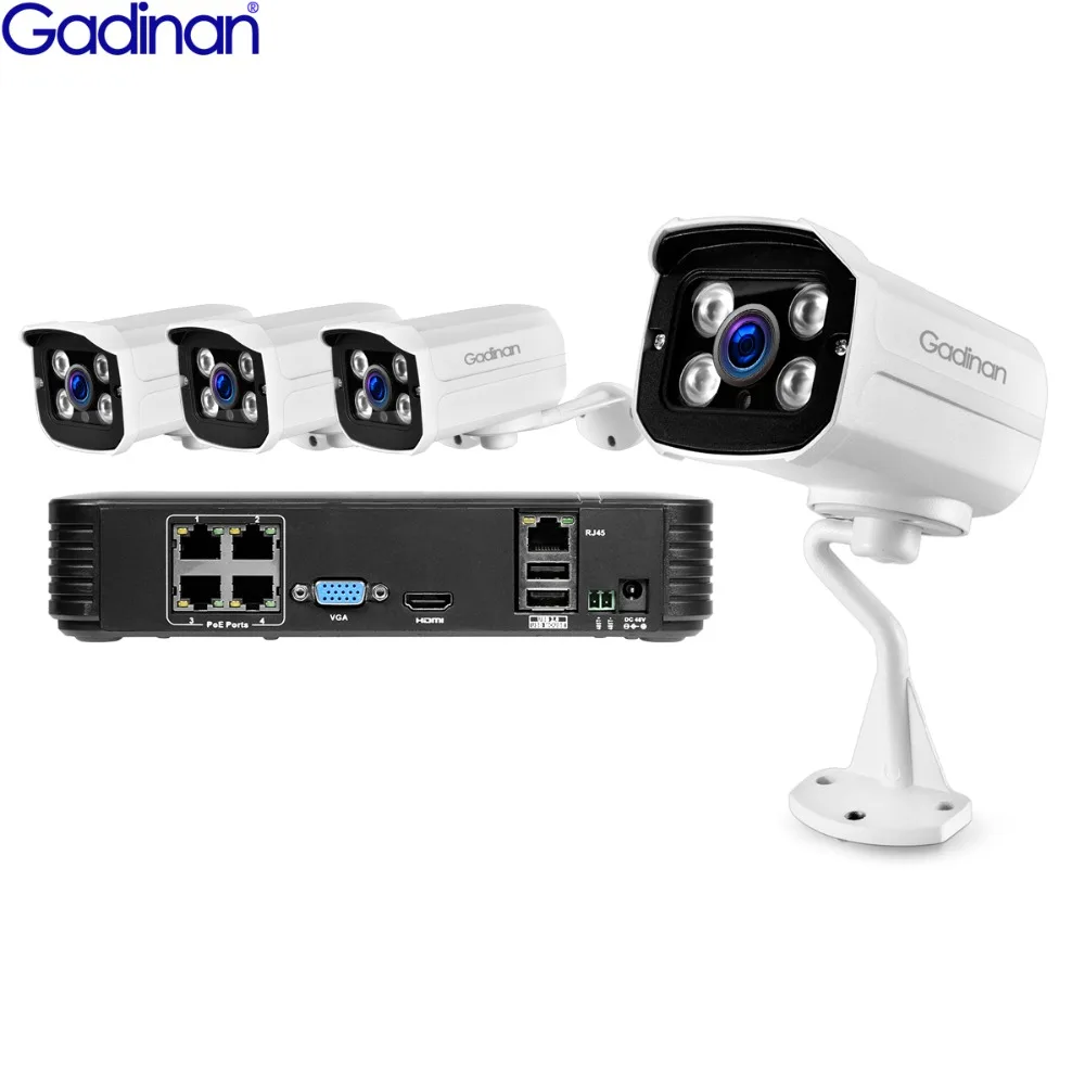 GADINAN Full HD 4CH 1080 P POE 48 В NVR комплект видеонаблюдения 1/2/3/4 шт. 2MP SONY IMX323 Открытый IP