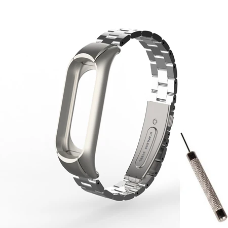 steel silver Сменный Браслет mi band 3, металлический ремешок на запястье, браслет из нержавеющей стали, браслет mi Band 3, ремешок для Xiaomi mi band 3, аксессуары - Цвет: steel silver