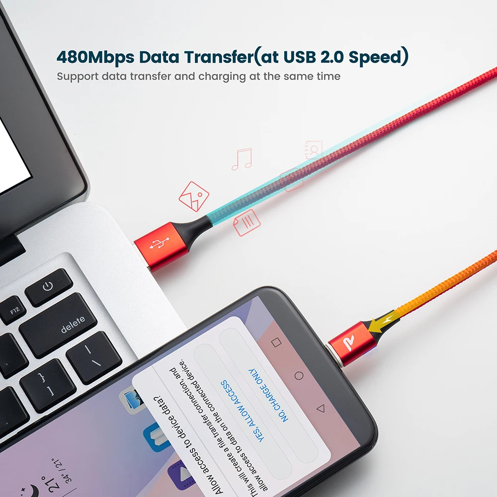 RAMPOW 2 in 1 Magnetic USB Cable QC 3.0 Fast Charging Micro Type C Magnet Connector Charger For Samsung/Xiaomi | Мобильные телефоны